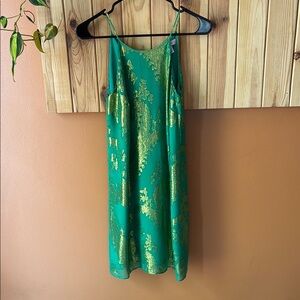 Lilly Pulitzer Green & Gold Slip Mini Dress